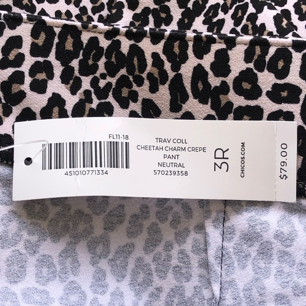 New with Tags! Chico's Travelers Collection Cheetah Charm Crepe Stretch Pant - Picture 9 of 15